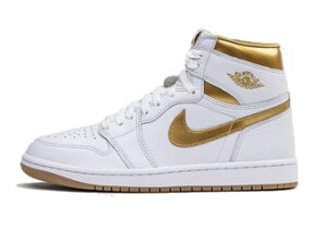 �o�X�P�b�g�V���[�Y �o�b�V�� �X�j�[�J�[ �W���[�_�� Jordan Wmns Air Jordan 1 Retro HI OG Satin Bred W White/Metallic Gold �X�g���[�g �yWOMEN'S�z