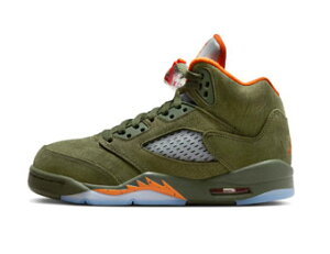 �o�X�P�b�g�V���[�Y �o�b�V�� �X�j�[�J�[ �W���[�_�� Jordan Air Jordan 5 Retro GS GS Army Olive/Orange/Black �X�g���[�g �yGS�z�L�b�Y