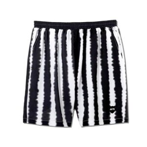 �o�X�P�b�g�V���[�c �o�X�p�� �E�F�A �A�N�^�[ AKTR REFEREE STRIPE 5.5-INCH SHORT WIDE PANTS WHITExBLACK �X�g���[�g �yMEN'S�z