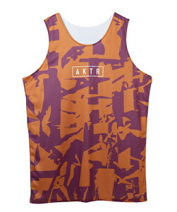 �o�X�P�b�g�m�[�X���[�u�@�^���N�g�b�v �E�F�A �A�N�^�[ AKTR CUT-UP CAMO REVERSIBLE TANK ORANGExWHITE �yMEN'S�z