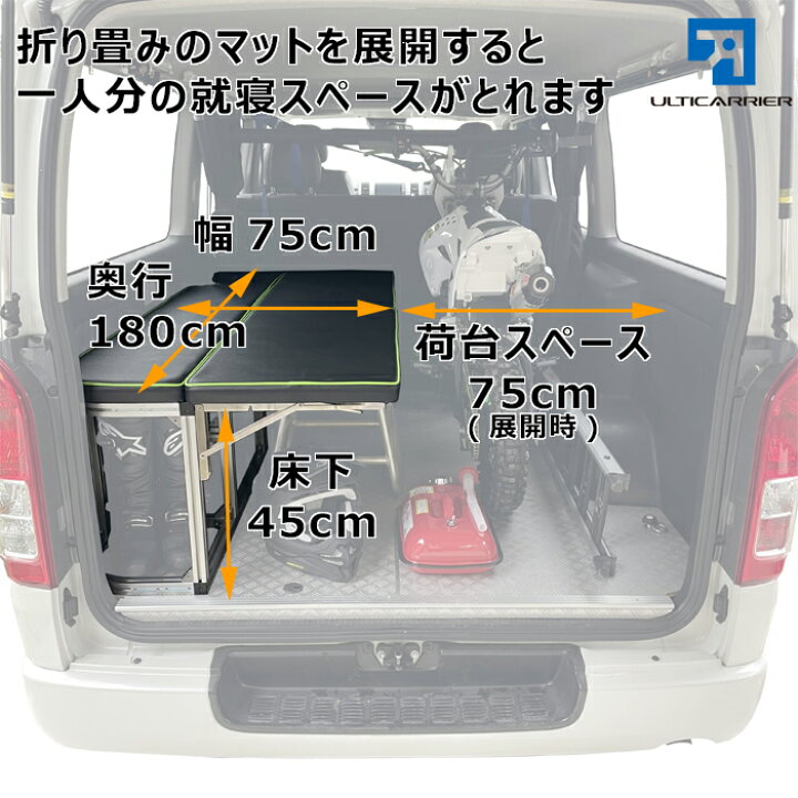 楽天市場 0系 ハイエース S Gl ワイド 標準ボディ用 フリップベッドキット 1型 6型 対応 ボルトオン 車中泊 ロッドホルダー ロッドラック カスタムパーツ 便利アイテム スノーボード サーフィン キャンプ 職人棚 自動車用キャリアのアルティ