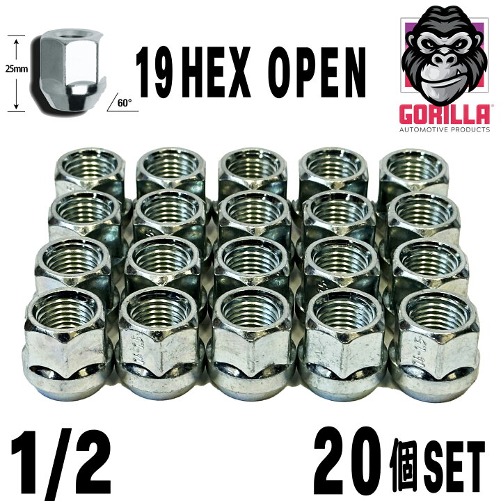 楽天市場】GORILLA ( ゴリラ ) 1/2 【20個セット】 貫通ナット 19HEX 