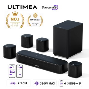���N�[�|����20250�~�I�� �T�E���h�o�[ ULTIMEA Aura A40 7.1ch 330W���o�� �T�E���h�o�[ �X�s�[�J�[ �T�u�E�[�t�@�[���T���E���h�X�s�[�J�[�t�� BassMX���� ���{��APP�Ή� Bluetooth 5.3 HDMI ARC ���f�W�^�� 