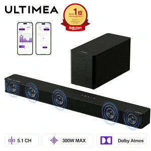 ��17���`40%OFF�N�[�|��&�y�V1��2���B���I�� ULTIMEA Poseidon M60 �T�E���h�o�[ 5.1ch Dolby Atmos�Ή� 300W���o�� �T�u�E�[�t�@�[���T���E���h�X�s�[�J�[�t�� HDMI eARC Bluetooth 5.4 BassMX�EVoiceMX���� ���{��APP