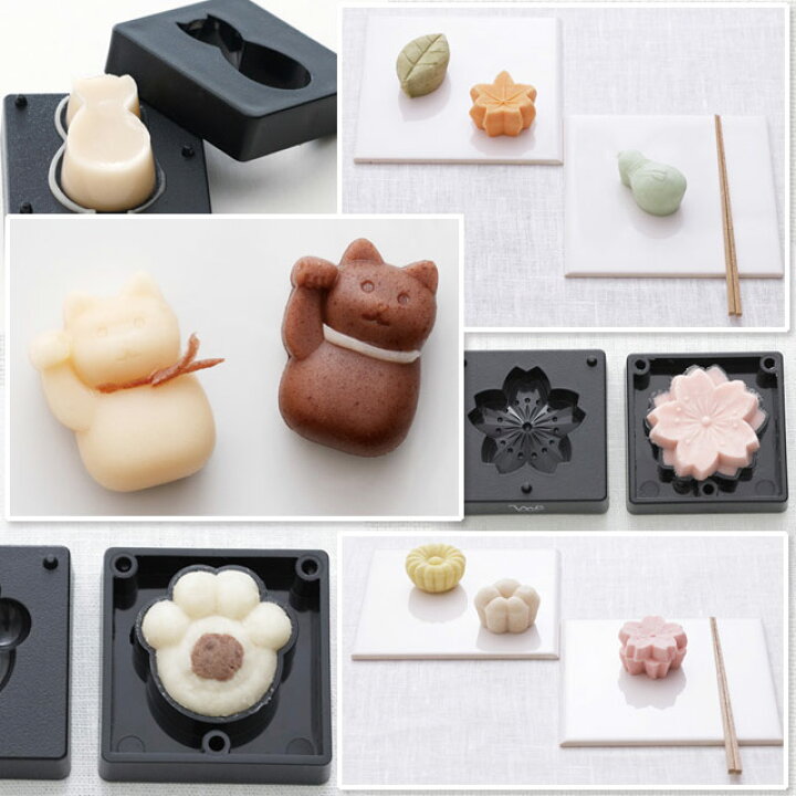 楽天市場 手作り和菓子道具 練りきり型 花シリーズ ねこシリーズ 木の葉シリーズ 型3種類 レシピ へらセット スケーター Skater 初心者さん安心 押し寿司 ごはんの型抜きにも O製菓道具 お菓子作りアイテム 和菓子用器具 猫 雑貨 猫グッズ 猫グッツ
