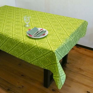 SCHON+ iVF[vXj e[uNX _}XN LEC Damask Kiwi IG^ O[ sDz  hCc 120x220cm table cloth