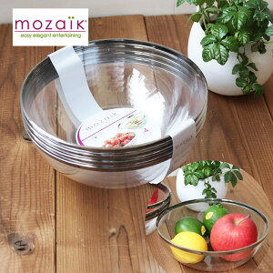 Mozaik ���U�C�N �~�h���T�C�Y�{�E�� �V���o�[���� 4�Z�b�g �e��1300ml �v���X�e�B�b�N �g���̂� �T���_�{�E�� �t���[�c�{�E�� �N���A�{�E�� ���� �Ɩ��p �X�� �p�[�e�B �񎟉� �P�[�^�����O 