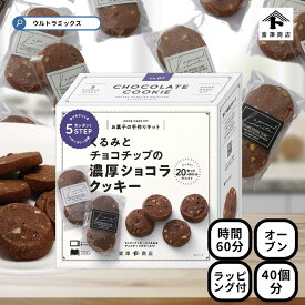 バレンタイン 手作り キット 人気 くるみとチョコチップの濃厚ショコラクッキー 40個分 ラッピング付き バレンタインデー バレンタイン 友チョコ 簡単 バレンタイン 手作り 製菓 手作り キット 富沢商店 手作りお菓子 材料キット