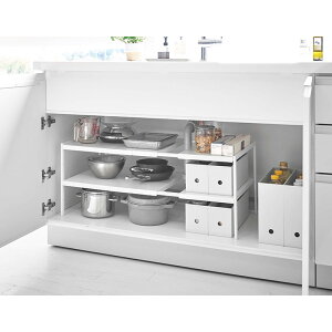 伸縮シンク下ラック 2段 タワー D40 ホワイト TOWER タワー 4950 ホワイト (メーカー直送)(本州・四国・九州送料無料) YAMAZAKI 山崎実業 キッチン シンク下 ラック 棚 伸び縮み 2段