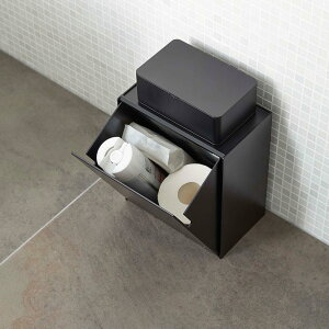 �E�H�[���g�C���|�b�g�����[�P�[�X �^���[ TOWER WALL-MOUNTED BATHROOM WASTEBIN & STORAGE 5429 5430 �z���C�g �u���b�N�i�{�B�E�l���E��B���������j YAMAZAKI �R����� �g�C�� ���[ �R���p�N�g �ډB�� �Ǌ|