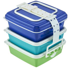 重ねて収納可能なピクニックランチボックス 2〜3人 920ml×3段 ファミリーパック角小3段 弁当箱 スタック式 ランチボックス ピクニック キッチン用品 食器 調理器具 お弁当グッズ お弁当箱 プ