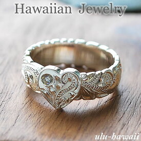 ハワイアンジュエリー リング シルバーリング 指輪ハートプルメリアスクロールシルバー/ring-8ハワイアンジュエリーリング