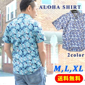 アロハシャツ メンズ ボタンダウンタイプ「モンステラ」M,L,XL