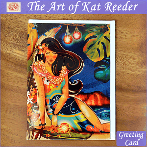 yJbg[_[zyKAT REEDERzART PRINT GREETING CARD@Beautiful WahineyO[eBOJ[hzyA[gvgzHawaii nCG nCA