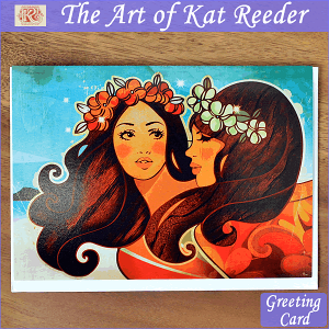 yJbg[_[zyKAT REEDERzART PRINT GREETING CARD@Hawaiian GirlsyO[eBOJ[hzyA[gvgzHawaii nCG nCA