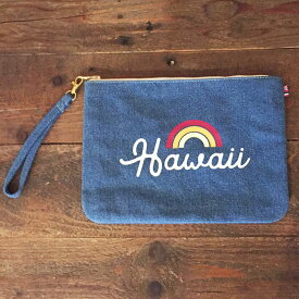 Cameron HawaiiDenim Clutch bag　Hawaii Rainbow キャメロン ハワイ　デニムクラッチバッグ（2）Hawaii ハワイ雑貨 ハワイアンハワイ買い付け　ハワイ限定　ハワイアン雑貨