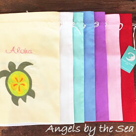 【SALE20％OFF】Angels by the SeaAloha Turtle Travel Sackエンジェルズバイザシー　アロハタートルトラベルサックランジェリーバッグ　トラベルバッグHawaii ハワイ雑貨 ハワイアンハワイ買い付け　ハワイ限定　ハワイアン雑貨