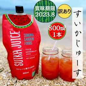【賞味期限切れ】 スイカジュース (800ml×1本) 送料無料 果汁100%ジュース ストレートジュース 砂糖不使用 EC限定 大容量 お徳用