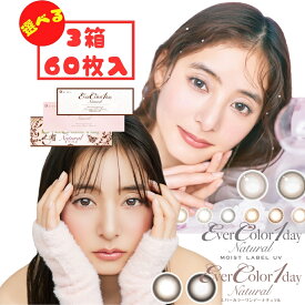 エバーカラーワンデーナチュラル / モイストレーベルUV 1day (3箱60枚) カラコン ワンデー ミルクブラウニー テディモカ 度あり 度なし パールベージュ 新木優子 UVカット コンタクト 処方箋不要