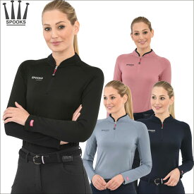 Spooksロングスリーブスポーツシャツ　コーラ　｜　乗馬用品　乗馬　レディース　女性　長袖　涼しい　メッシュ　ジッパー付き　スタイリッシュ