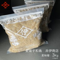 【愛媛・宇和島】井伊商店　麦みそ1Kgx3個（合計3Kg)　麦味噌　調味料　発酵食品　郷土料理 うわじま 贈…