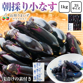 朝採り 小なす 約1kg ( 3Sサイズ / 浅漬けの素付き ) 子茄子 山形県 なす ナス 茄子 漬物 漬け物 料理 小さい 山形県産 小ナス 浅漬け 漬物用 産地直送 農家直送 新鮮 家庭用 自宅用 なすび 茄子漬け 茄子漬の素 国産 野菜 つけもの