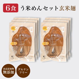 モチモチ♪ ヘルシー【ギフト / 送料無料】無添加 う米めん 玄米 太麺 100g×全6食(3食×2パック) お徳用 玄米麺 グルテンフリー うまい 麺 小麦アレルギー うどん パスタ プレゼント 贈り物 健康 食品 血糖値 糖質制限 食物繊維 ダイエット グルメ 米粉めん
