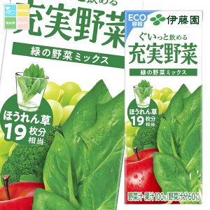 伊藤園 充実野菜 緑の野菜ミックス 200ml 紙パック ×1ケース(全24本) 送料無料