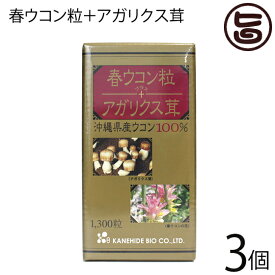 沖縄ウコン販売 春ウコン粒＋アガリクス茸 1300粒（約60日分）×3個 沖縄 健康