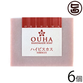 沖縄ウコン販売 沖縄手作り洗顔せっけん OUHAソープ ハイビスカス 100g×6個 沖縄 土産 スキンケア 洗顔料 保湿 ビタミンC 無添加