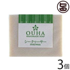 沖縄ウコン販売 沖縄手作り洗顔せっけん OUHAソープ シークヮーサー 100g×3個 沖縄 土産 ノビレチン 県産シークヮーサー 海洋深層水 合成着色料・保存料不使用 無添加