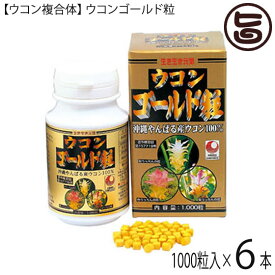 【ウコン複合体】ウコンゴールド粒 1000粒入×6 秋ウコン 春ウコン 紫ウコン 無農薬 クルミン 沖縄県産