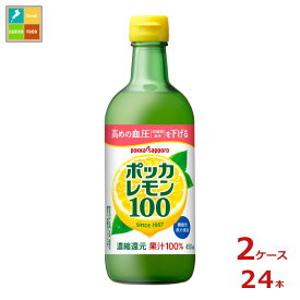 ポッカサッポロ ポッカレモン100 450ml瓶×2ケース（全24本）送料無料