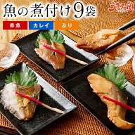 魚の煮付け 9袋セット 送料無料 宅配 赤魚 カレイ ぶり 煮魚 切り身 漬け 海鮮 レトルト 惣菜 かね七 旨…