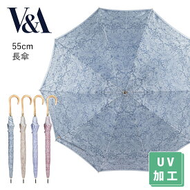 日本製　V＆A いちご泥棒 ウィリアム・モリス 単色先染めジャガード織 晴雨兼用（UVカット加工）55cm 手開き長傘　軽量タイプ　カーボンファイバー　10本骨 VA00011