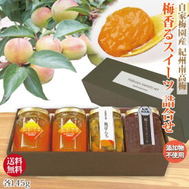 送料無料 ギフト 紀州南高梅スイーツ ギフト おひさま梅じゃむ 2個・梅ぽんち 梅のコンフィチュール 各145g 計4個 化粧箱詰 完熟梅ジャム 紀州南高梅 コンポート 完熟梅 紀州 南高梅 添加物不使用 梅 健康 お中元