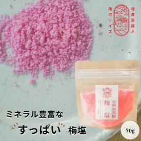 【無添加】紀州南高梅と天然塩の昔ながらのすっぱい梅塩 70g by 梅ボーイズ ミネラル豊富な天日塩 自然塩 赤梅酢 和歌山県産 国産 着色料不使用 送料無料【うめぼし うめ ウメ 梅干 梅干し ギフト プレゼント 食品 ご飯のお供プレゼント熱中症 熱中症対策 クエン酸 お中元】
