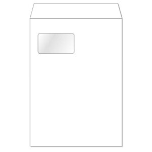 角形A4 エコ窓1号 封筒 透けないケント/白 厚さ100g サイズ W220×H310mm 窓寸法 W90×H50 500枚