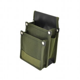 【 マルキン印 】YK2-3 緑（国防）【小型タイプ 補強付き】 帆布腰袋（道具袋） 6号帆布仕様 腰袋 切込入りでY型ハーネスに装着可能な腰袋