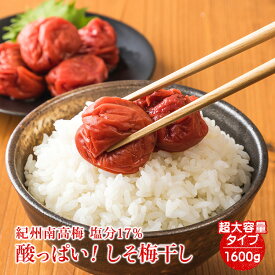 ＼国産の赤紫蘇と塩だけで漬け込んだ昔ながらの田舎漬け／ 梅干し 国産しそ 塩分17% 1.6kg(400g×4) すっぱい しょっぱい 紀州南高梅 送料無料(但し北海道・沖縄県1,000円)