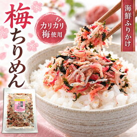 【送料無料】 ふりかけ 梅ちりめん ( カリカリ梅 使用 梅入り ソフトふりかけ ） 小魚 海鮮 珍味 【 ご飯のお供 おつまみ お茶漬け おにぎり 】 ちりめんじゃこ シャキット 梅ちりめんふりかけ 梅ちりめんご飯 ちりめん じゃこ しらす お歳暮 プチギフト