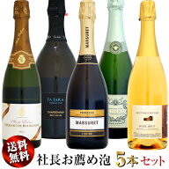 【家飲み応援・特別価格】【クール送料無料】 社長お薦め泡 5本セットB (スパークリングワインセット)