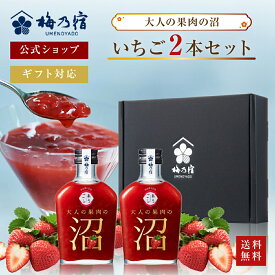 【公式】梅乃宿 大人の果肉の沼「いちご」2本セット 200ml×2本 梅乃宿酒造 沼 いちご 苺 イチゴ 果実酒 いちご酒 酒 お酒 リキュール 梅の宿 ギフト 人気 お祝い プレゼント お歳暮 敬老の日 EC限定商品