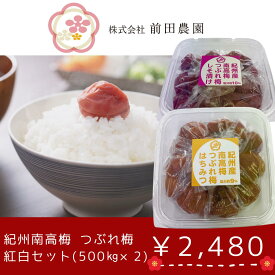 紀州産南高梅 選べる紅白セット しそ梅・はちみつ梅からお好きな組み合わせからお選び下さい【前田農園】