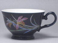 【B級品】内外ラン（内絵手前）　濃紺コーヒーカップ　[普段使いの食器]