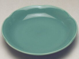 【B級品】グリーン　花フチ小皿(φ123)