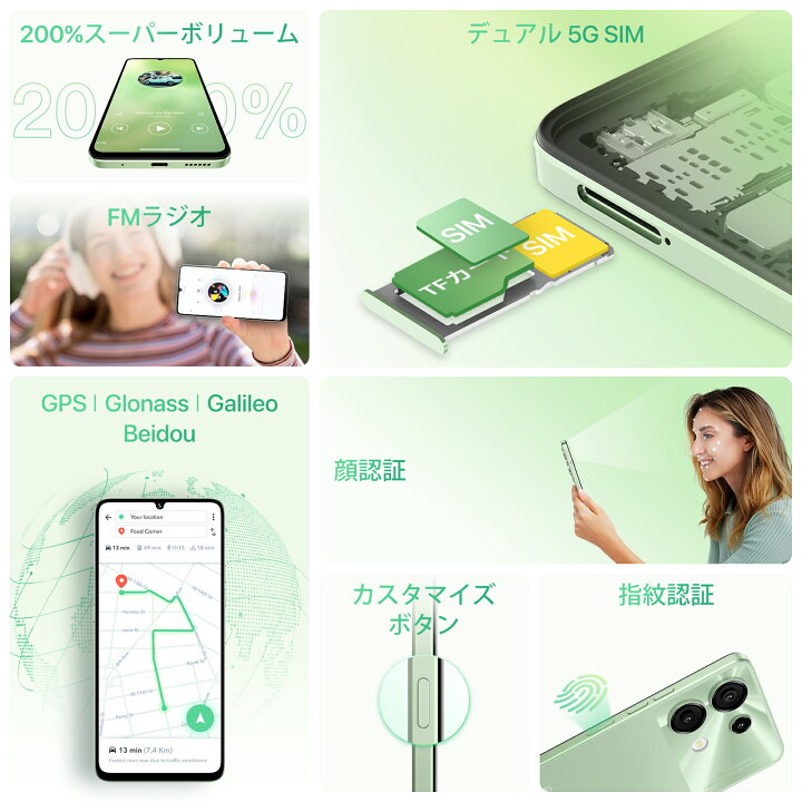 楽天市場】UMIDIGI スマホ 携帯電話 G9 5G対応 12GB RAM+128GB ROM 1TB 