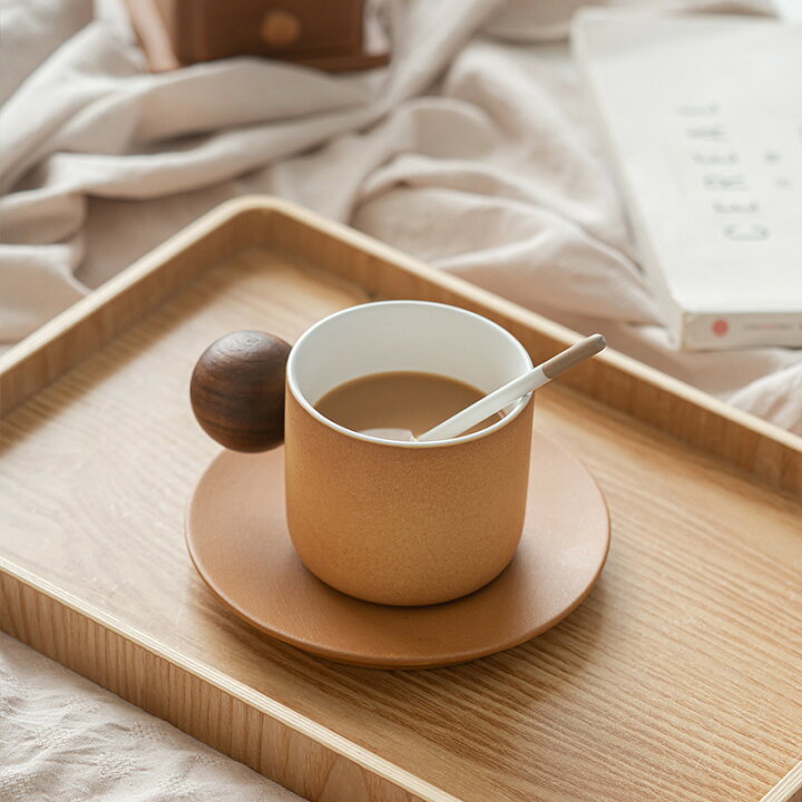 楽天市場】コーヒーカップ 北欧風 木球ハンドル 210ml 単品 コーヒー  
