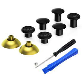 eXtremeRate ThumbsGear交換可能な人間工学に基づいたps5BDM-010&amp;BDM-020&amp;BDM-030&amp;BDM-040&amp;BDM-050コントローラーに対応用サムスティック(メッキデザイン)、ps4全部