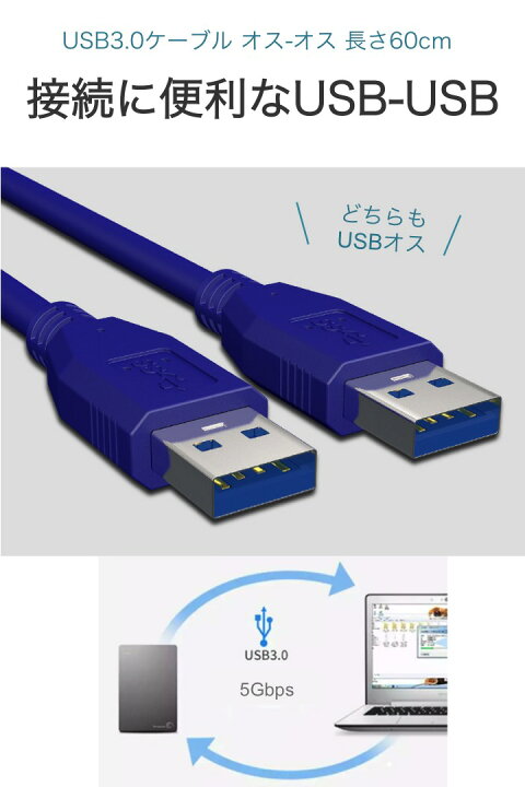 楽天市場 送料無料 Usb3 0 ケーブル オス オス 青 長さ60cm タイプa データ転送 5gbps パソコン プリンタ モデム カメラ Usb 3 0 Tv Hdd Blu Ray 車 ランタン 高耐久 丈夫 シンプル 断線 交換 予備 消耗 Usbケーブル Type A Bluray ブルーレイ